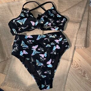VICTORIA’S SECRET PINK V-CROSSOVER HIGH-WAIST BIKINI IN BUTTERFLIES